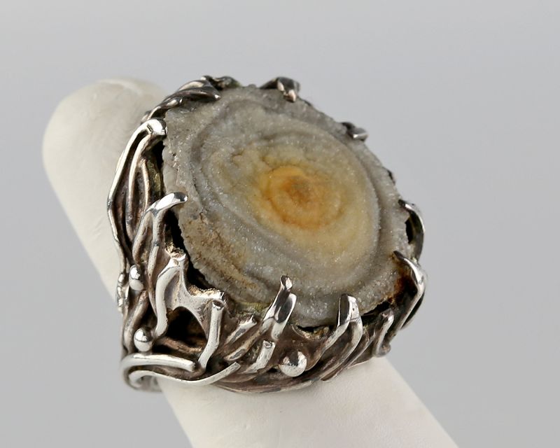 Algeo Organic Modernist Sterling and Druzy Quartz Ring