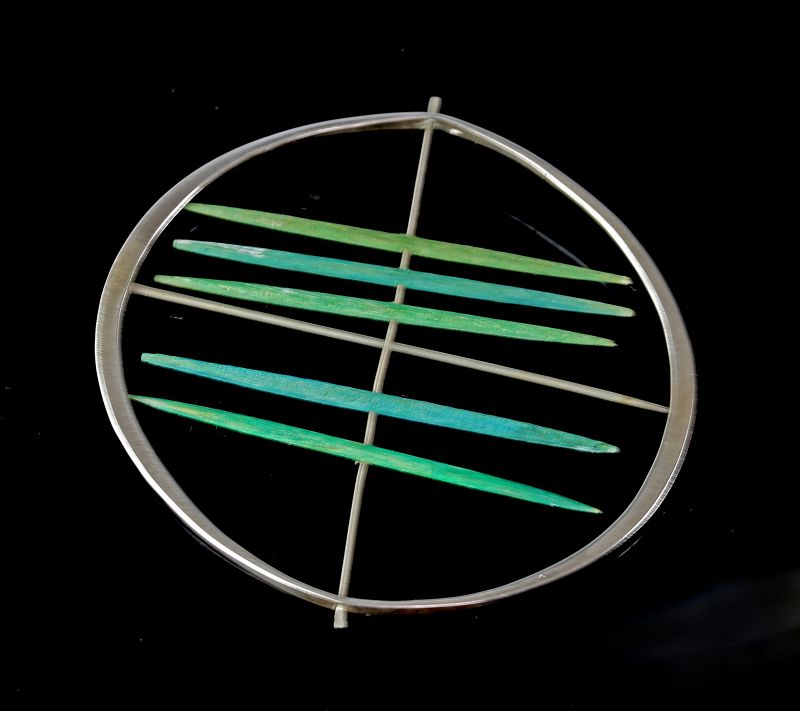 Betty Cooke Modernist Sterling and Wood Kinetic Brooch 1950