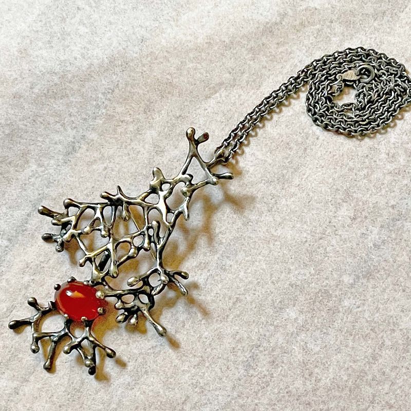 Vintage Sterling Brutalist Necklace/Brooch