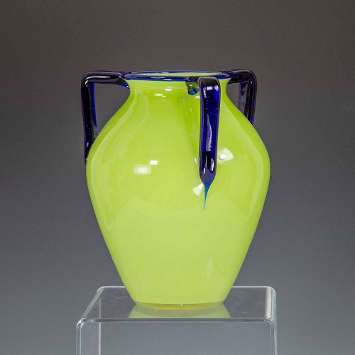 Czech Green Tango Vase - 6 1/4"