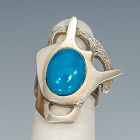 Erika Hult de Corral Modernist Sterling and Faux Turquoise Ring Mexico