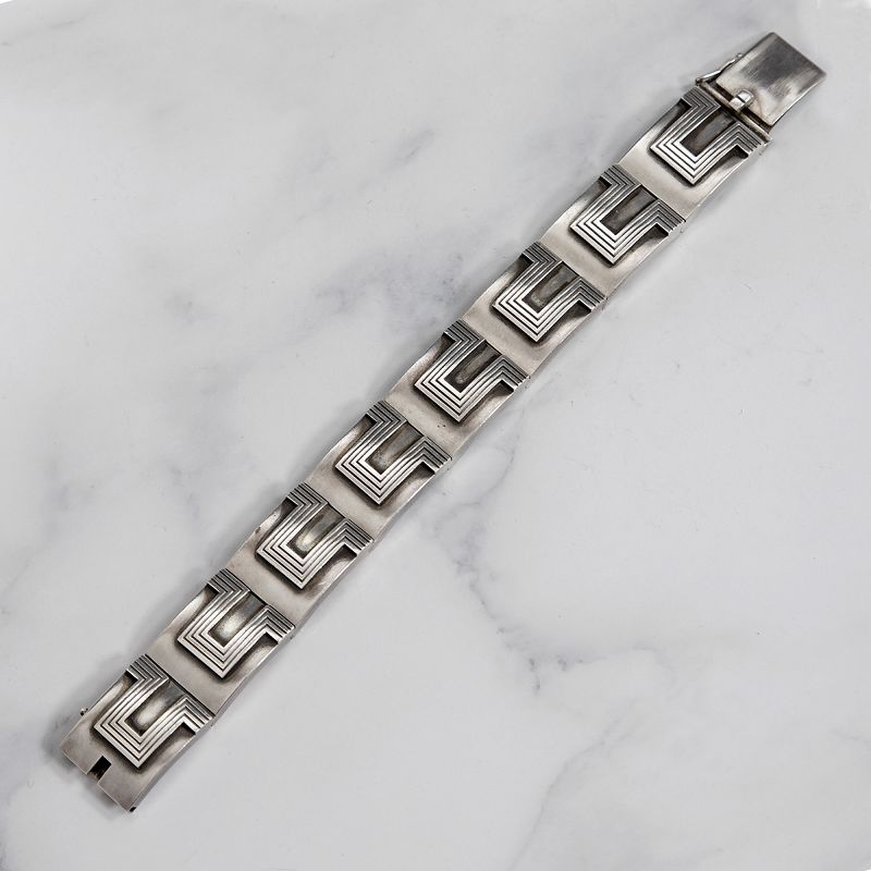 Georg Jensen Sterling Bracelet #92 Denmark Modernist Machine Age