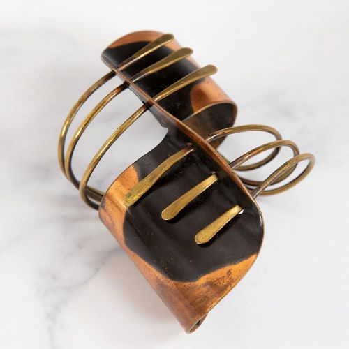 Art Smith "Modern" Cuff Bracelet 1950 Modernist Copper and Brass