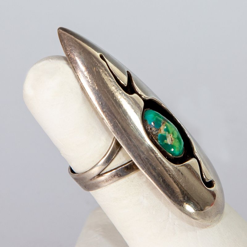 Nelson Piaso Sterling and Turquoise Ring Navajo Artist