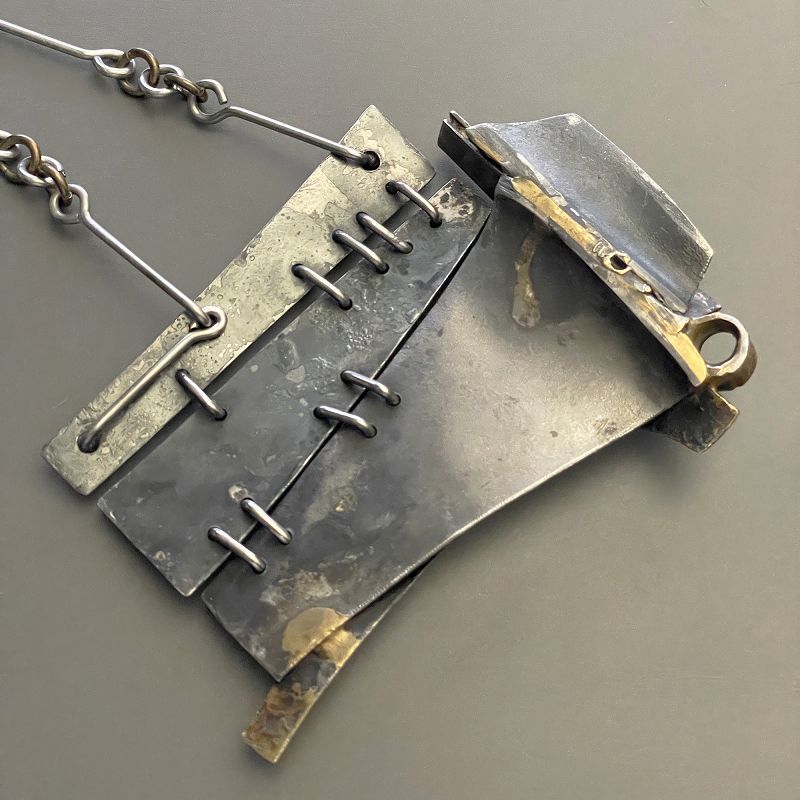 Mixed Metal Brutalist Post Apocalyptic Necklace