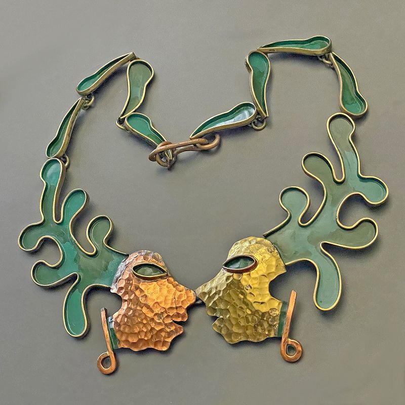 Casa Maya Mexican Double Mask Necklace 1950