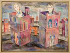 Franz Bergmann Watercolor Entitled "Towers" 1950 Surrealism