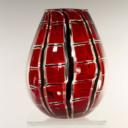 Angelo Ballarin Pezzato Art Glass Vase Murano Italy