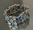 Uno A Erre Modernist Sterling and Enamel Bracelet Italy