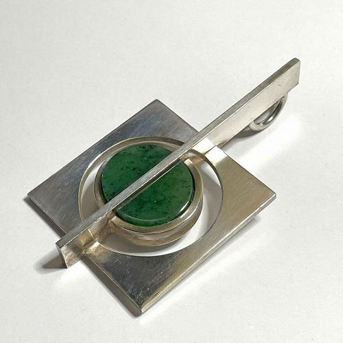 Arne Johansen Modernist Sterling and Gemstone Pendant Denmark