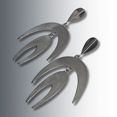 Robert Gardner Modernist Sterling Kinetic Earrings