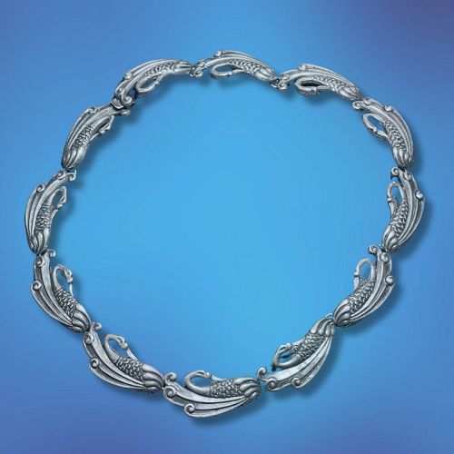 Margo de Taxco Modernist Mexican Sterling Swan Necklace (item #1501987)