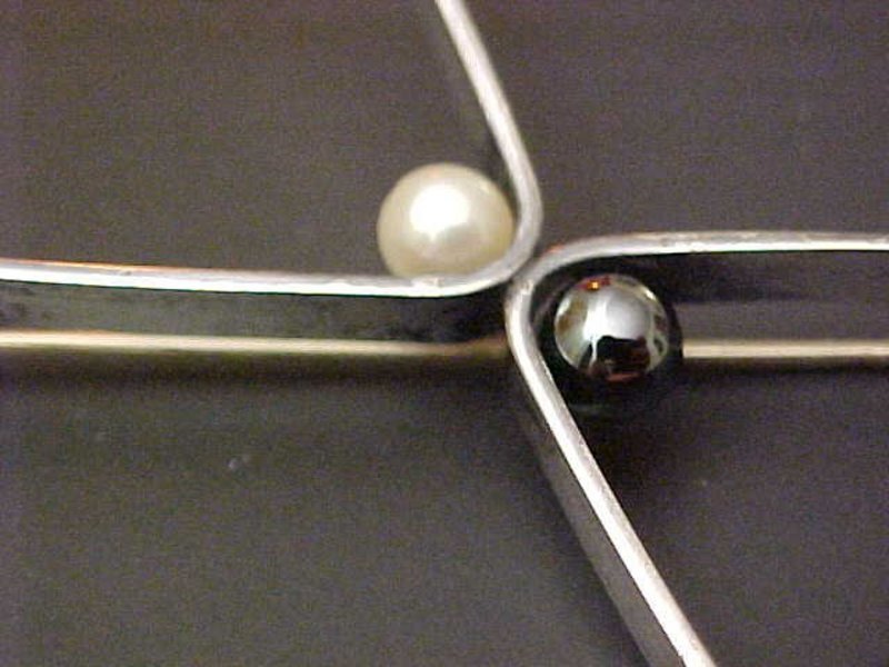 Henry Steig Modernist Sterling Mid Century Pin w/Pearls