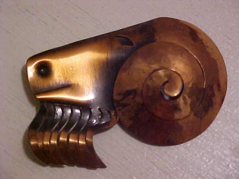 Rebajes Modernist Copper Deco Ram Head Brooch