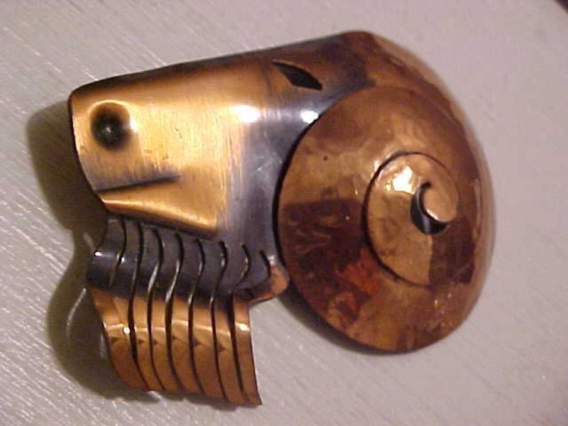 Rebajes Modernist Copper Deco Ram Head Brooch