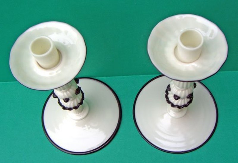 Black and White Murano Art Glass Candleholders