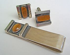 Jules Brenner Modernist Jewelry Tie Bar/Cuff Links