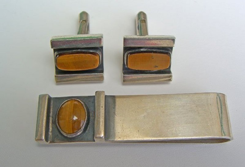 Jules Brenner Modernist Jewelry Tie Bar/Cuff Links