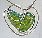 Elsa Freund Modernist Necklace Silver & Glazed Ceramic