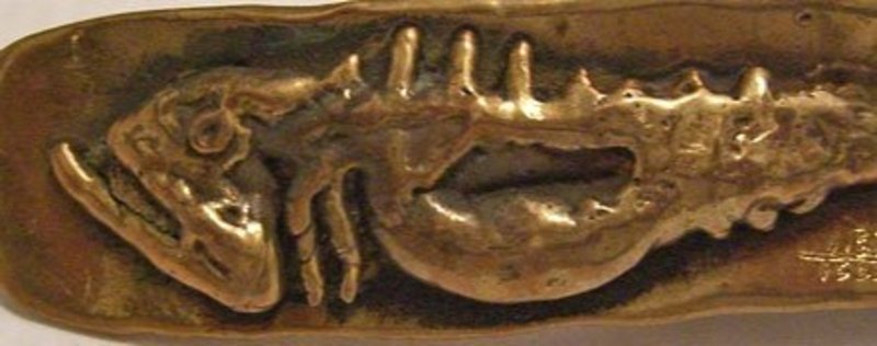 Carl Tasha Modernist Bronze Vintage Fish Belt Buckle