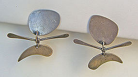 Ed Wiener Modernist Kinetic Sterling Earrings