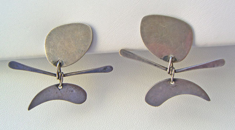 Ed Wiener Modernist Kinetic Sterling Earrings
