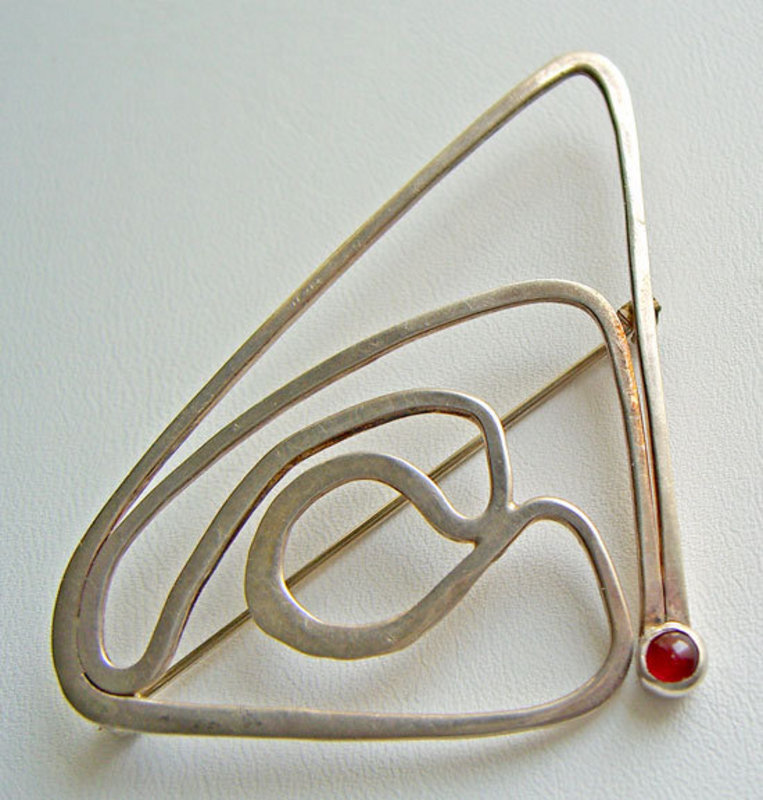 Ed Levin Modernist Sterling Brooch with Stone