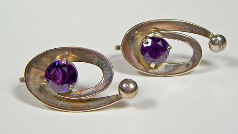 Miguel Melendez Taxco Sterling/Amethyst Earrings