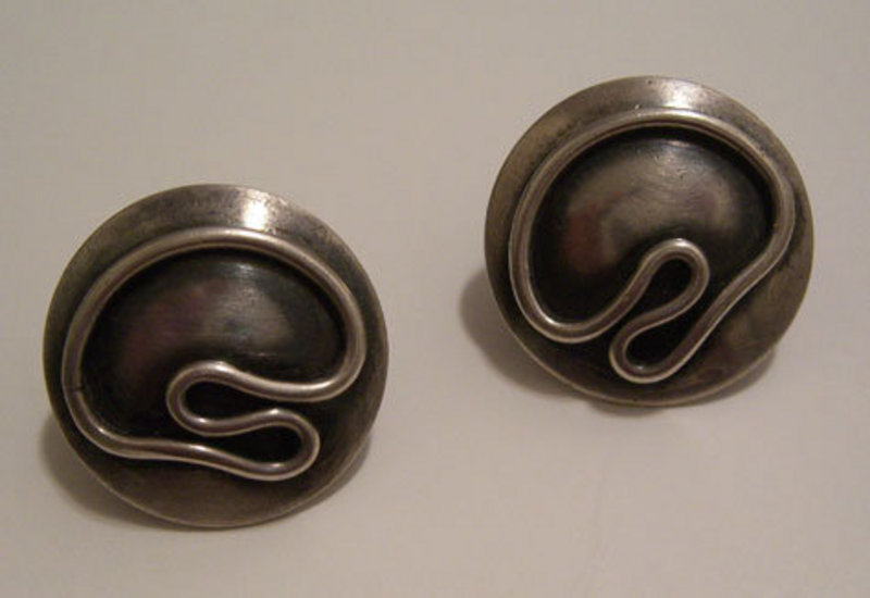 Maxwell Chayat Modernist Sterling Abstract Earrings