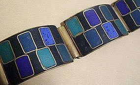 Vintage Modernist German Geometric Enamel Bracelet