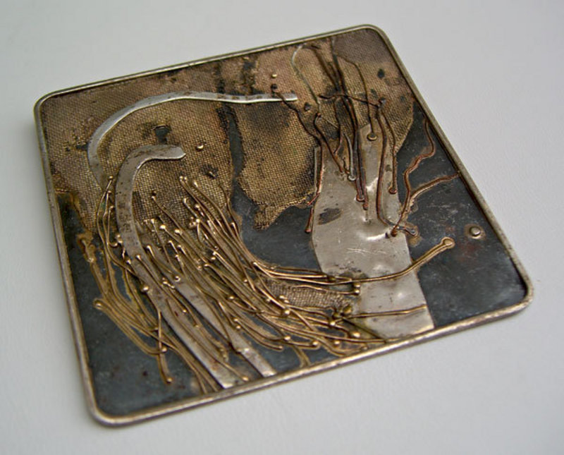 Marci Zelmanoff Mixed Metal Expressionist Brooch