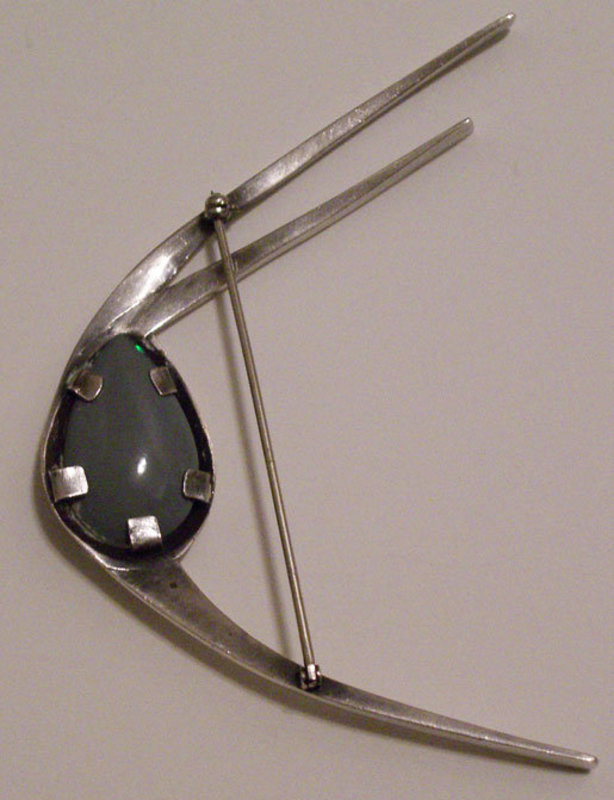 Large Modernist Sterling w/ Blue Opal Brooch