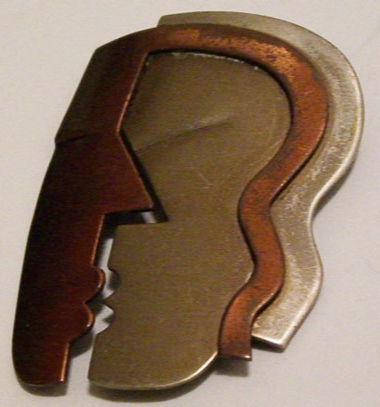 Rebajes Modernist Copper &amp; Steel KISS Deco Brooch