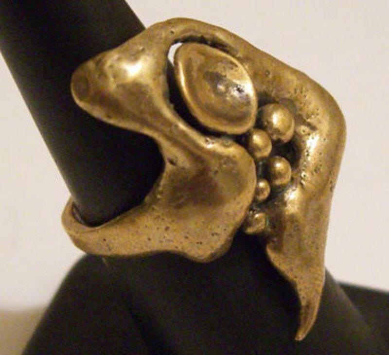 Carl Tasha Modernist Bronze Vintage Abstract Ring