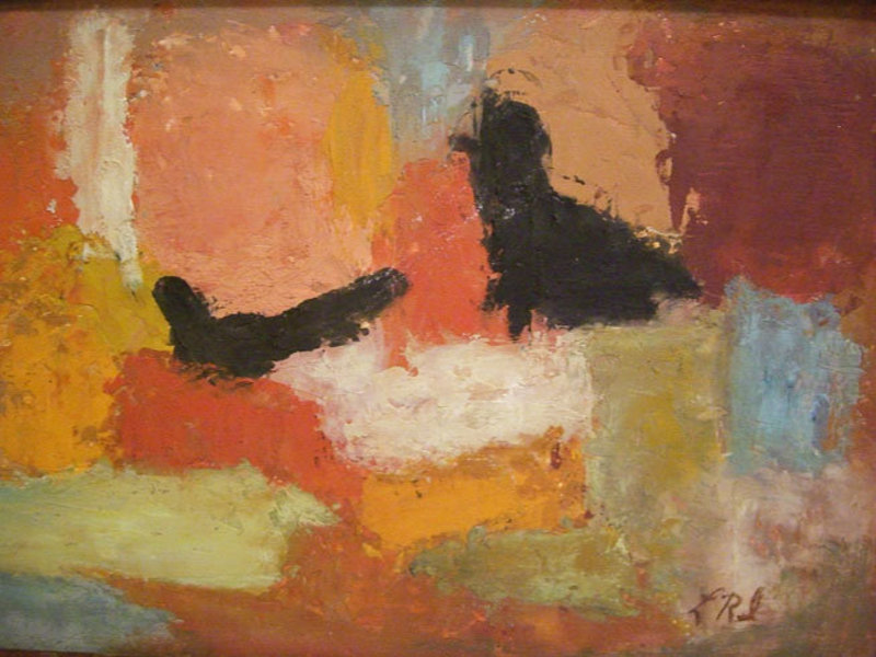 Lucille Ireland Modernist Vintage Abstract Oil Painting