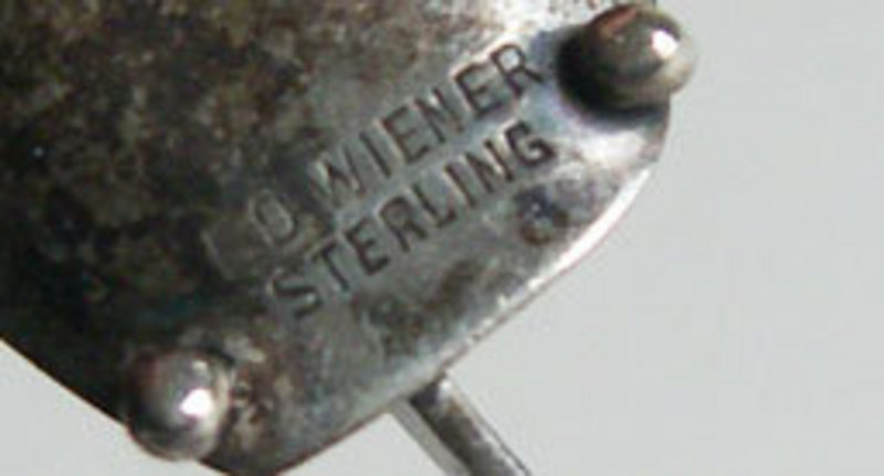 Ed Wiener Modernist Sterling Jewelry Earrings w/Coral