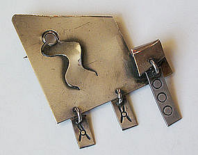 Sam Kramer American Modernist Sterling Kinetic Pin