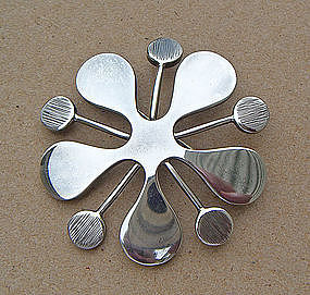 Jane Wiberg Modernist Sterling Brooch-  Denmark