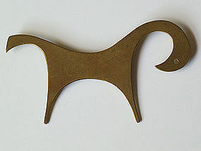 Peggy Miller Modernist Jewelry Brass Horse Brooch