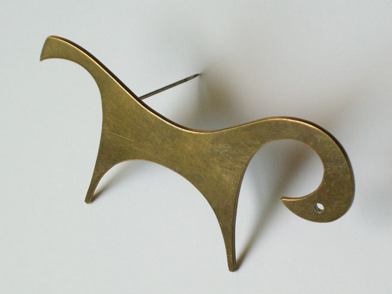 Peggy Miller Modernist Jewelry Brass Horse Brooch