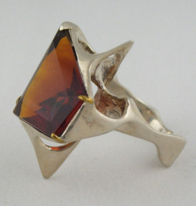 Modernist Jewelry Sterling Citrine Ring