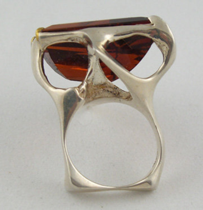 Modernist Jewelry Sterling Citrine Ring