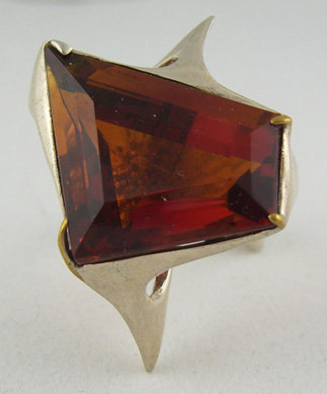 Modernist Jewelry Sterling Citrine Ring