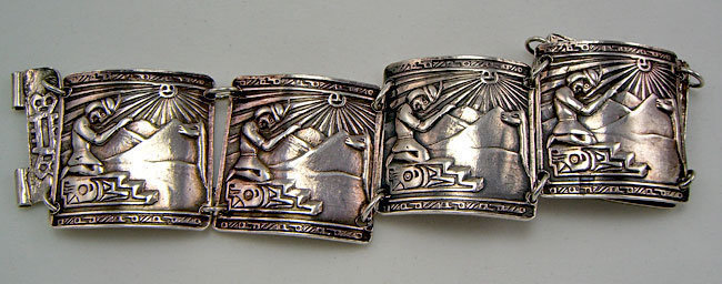 Peruvian Silver Panel Bracelet Ethnic Peru