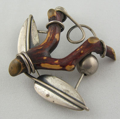 Modernist Jewelry Rebajes Sterling Musanga Branch Pin