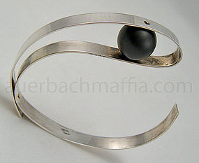 Betty Cooke Modernist Sterling Onyx and Gold Bracelet