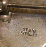 Henry Steig Modernist Sterling Brooch w/Green Stone