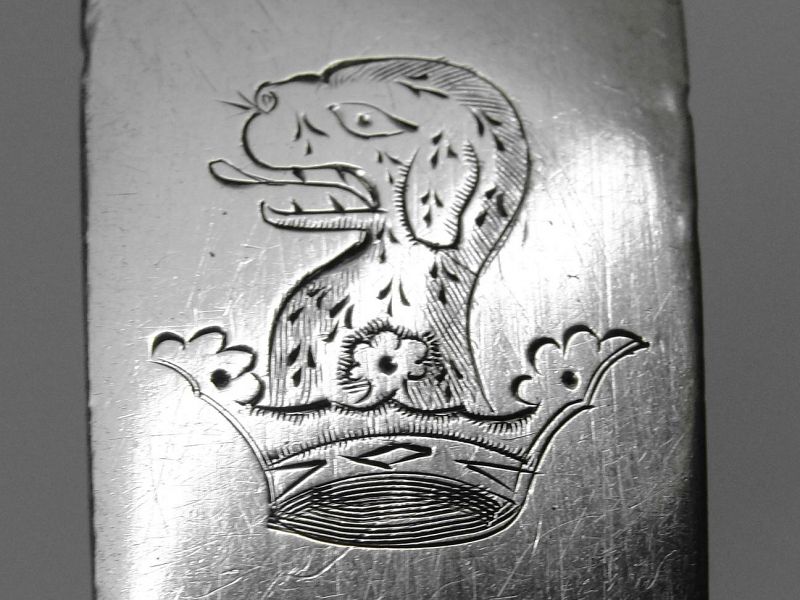 Crested American Coin Silver Sauce or Cream Ladle, Circa 1840