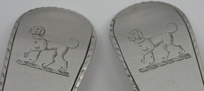 Fine Pair of Crested Georgian Stuffing Spoons by Thomas Chawner, 1774