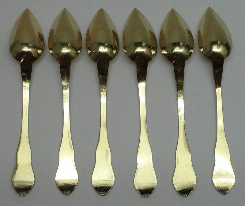 Set of Six French Silver-Gilt Tea or Coffee Spoons by François Josan